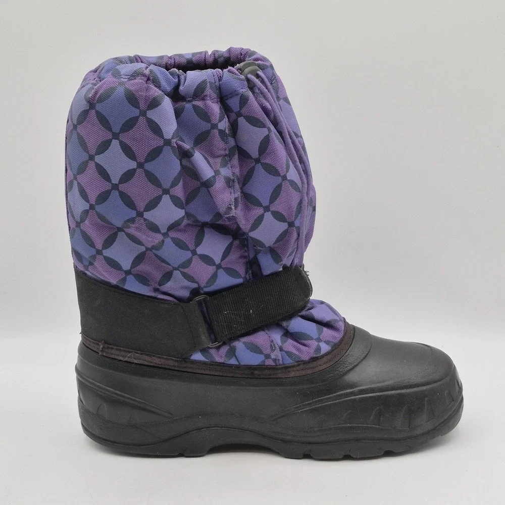 Kamik Snow Boots Youth Size 6 Purple‎ Black Winter Waterproof Drawstring Strap